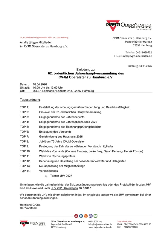 Tagesordnung Jahreshauptversammlung